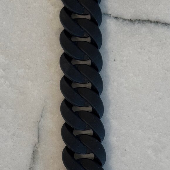 Marc By Marc Jacobs Turnlock Katie Stretch Bracelet Black Rubber Silver Logo OS - Picture 7 of 8